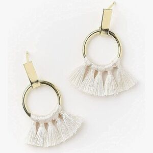 Matr Boomie Gold and Cream Tassel Earrings